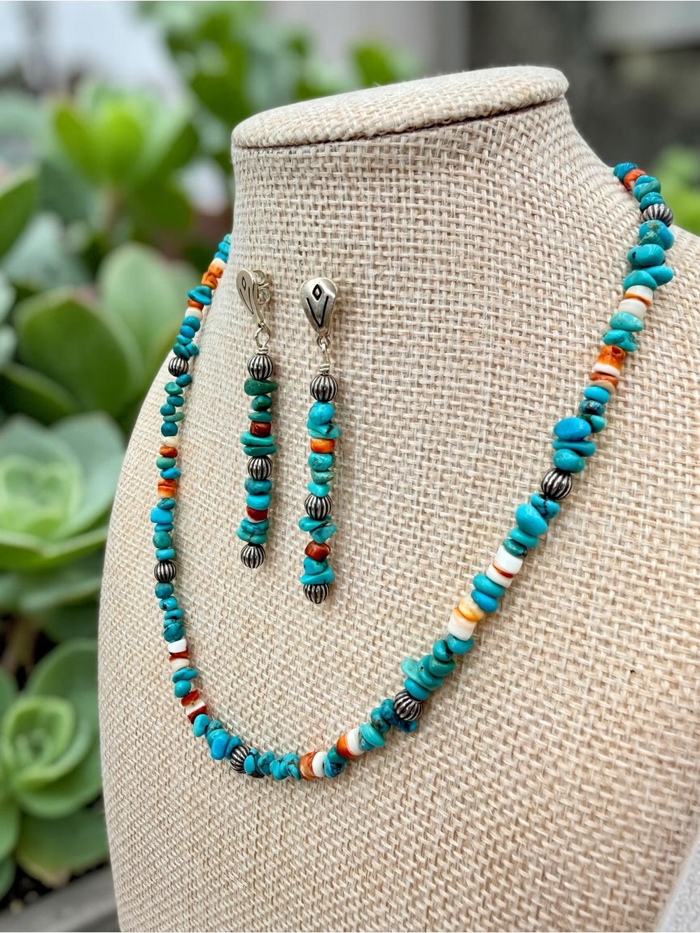 Carolyn Pollack Relios Turquoise Spiny Oyster Sterling Silver Necklace & Earring - Picture 7 of 17